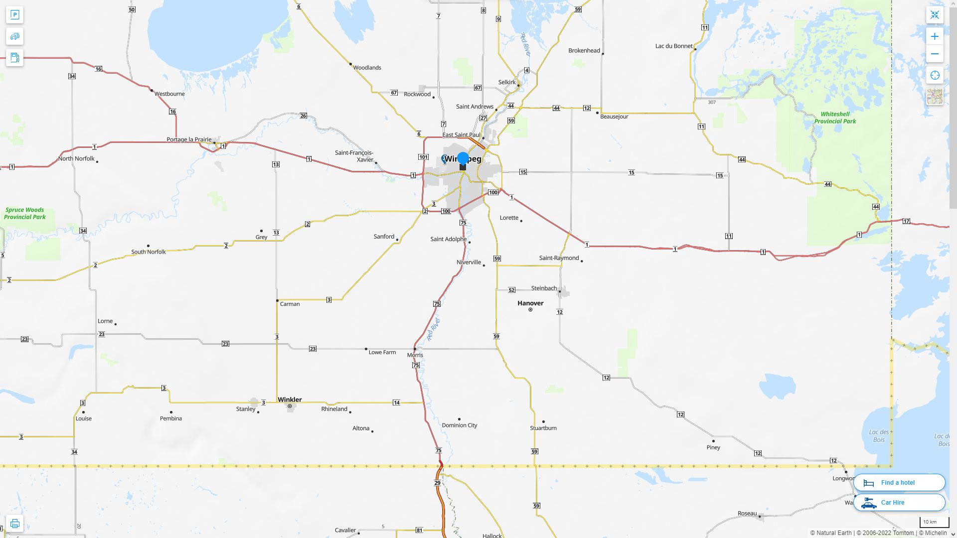 Winnipeg Highway and Road Map